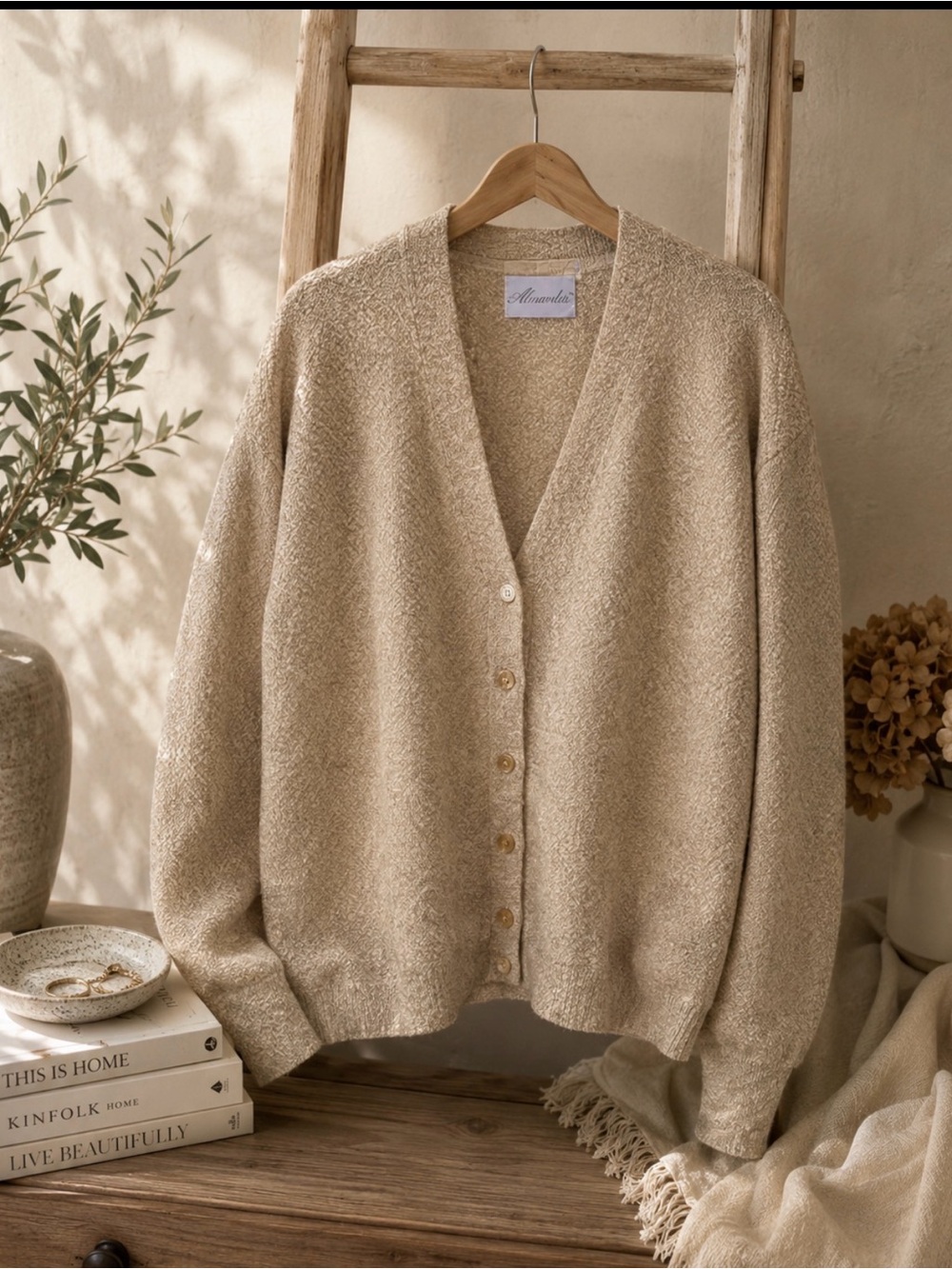 Alexander's 100% Alpaca Yarn butter yellow button up cardigan Sweater size XL